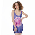 Purple Plasma Ball Print Sleeveless Bodycon Dress