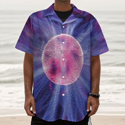 Purple Plasma Ball Print Textured Short Sleeve Shirt