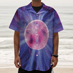 Purple Plasma Ball Print Textured Short Sleeve Shirt