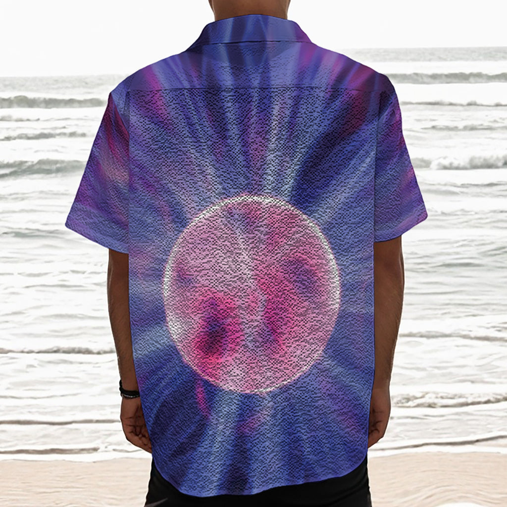 Purple Plasma Ball Print Textured Short Sleeve Shirt