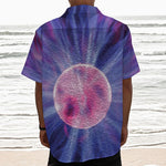 Purple Plasma Ball Print Textured Short Sleeve Shirt