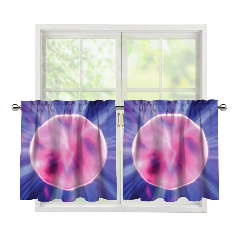 Purple Plasma Ball Print Tier Curtains