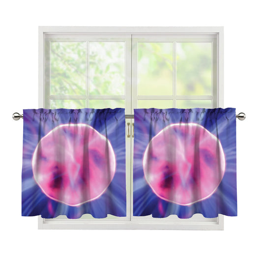 Purple Plasma Ball Print Tier Curtains