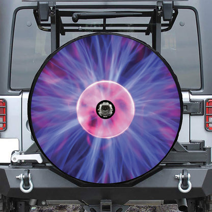 Purple Plasma Ball Print Tire Cover With Camera Hole