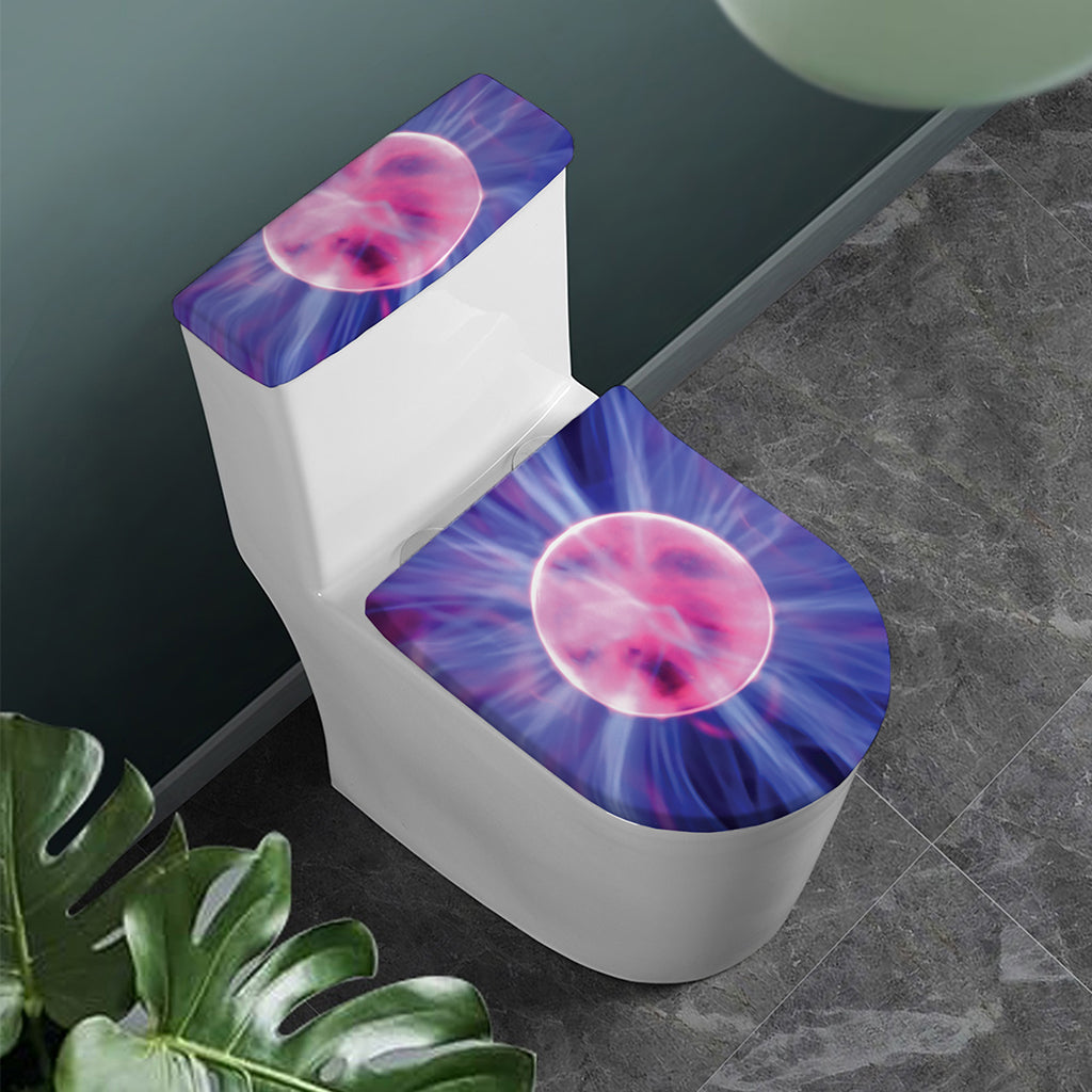 Purple Plasma Ball Print Toilet Lid And Tank Cover Set
