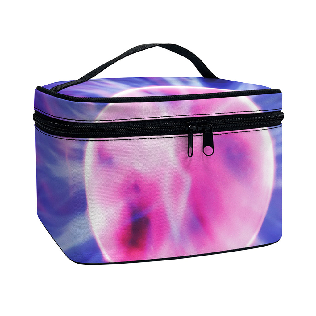 Purple Plasma Ball Print Travel Makeup Bag
