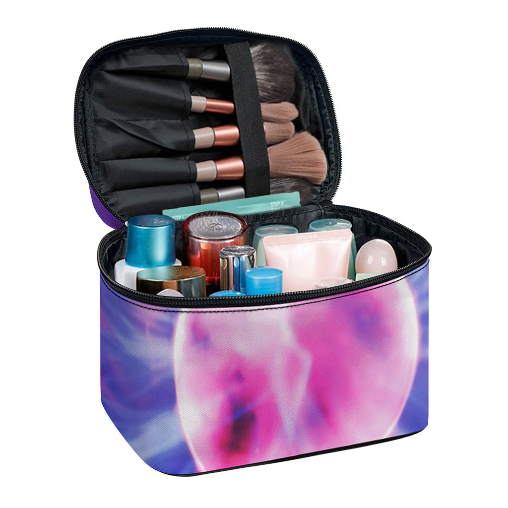 Purple Plasma Ball Print Travel Makeup Bag
