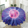 Purple Plasma Ball Print Waterproof Round Tablecloth