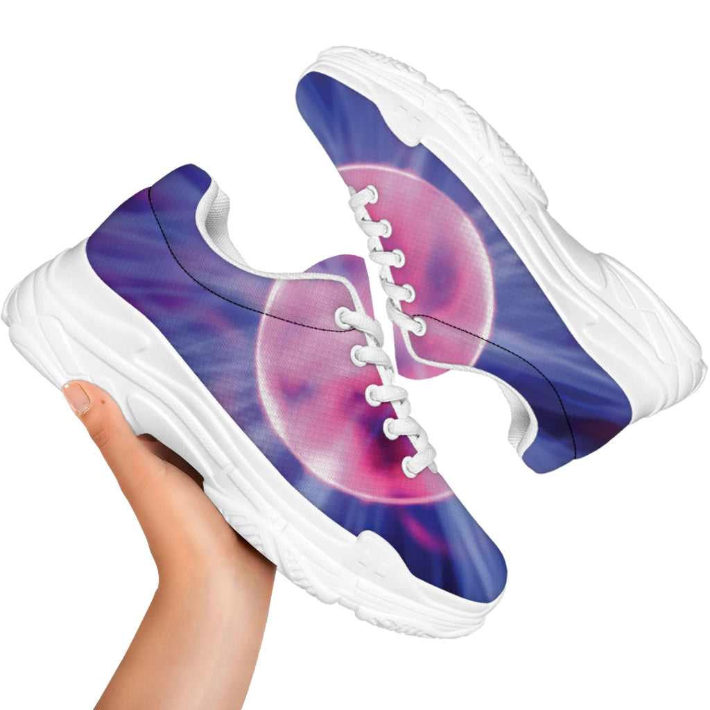 Purple Plasma Ball Print White Chunky Shoes