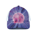 Purple Plasma Ball Print White Mesh Trucker Hat