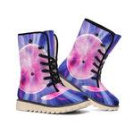 Purple Plasma Ball Print Winter Boots
