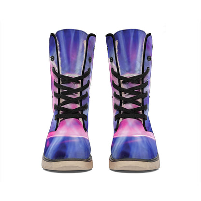 Purple Plasma Ball Print Winter Boots
