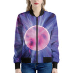 Purple Plasma Ball Print Women's Bomber Jacket