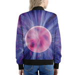 Purple Plasma Ball Print Women's Bomber Jacket