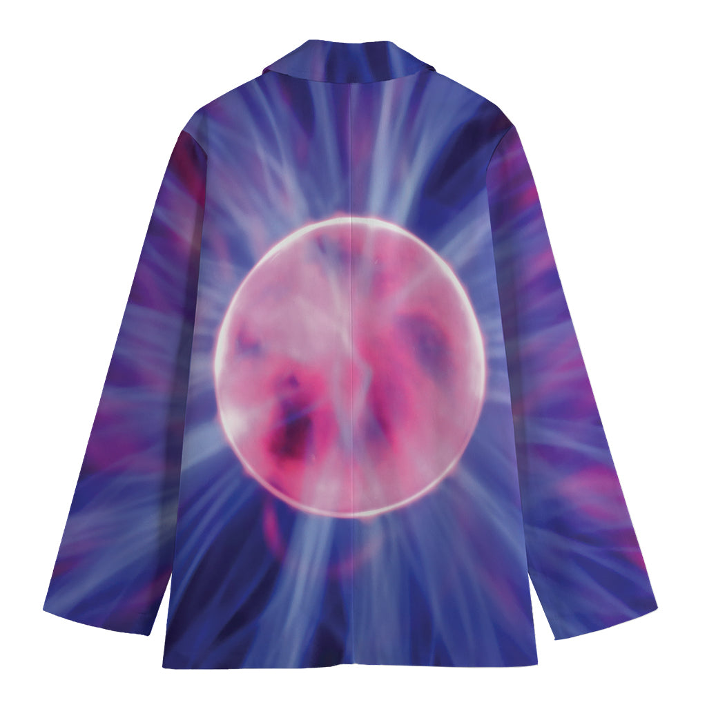 Purple Plasma Ball Print Women's Cotton Blazer