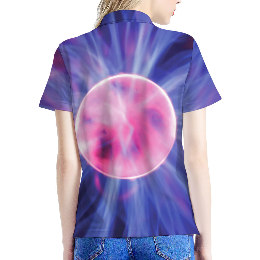 Purple Plasma Ball Print Women's Polo Shirt