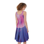 Purple Plasma Ball Print Women's Sleeveless Dress