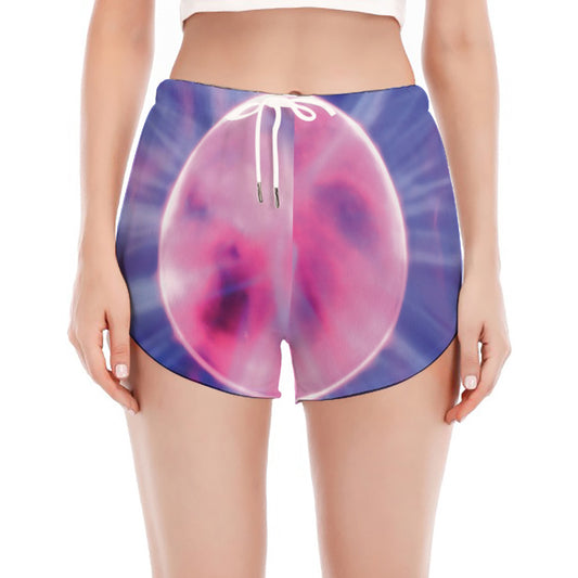 Purple Plasma Ball Print Women's Split Running Shorts
