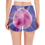 Purple Plasma Ball Print Women's Split Running Shorts