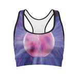 Purple Plasma Ball Print Women's Sports Bra