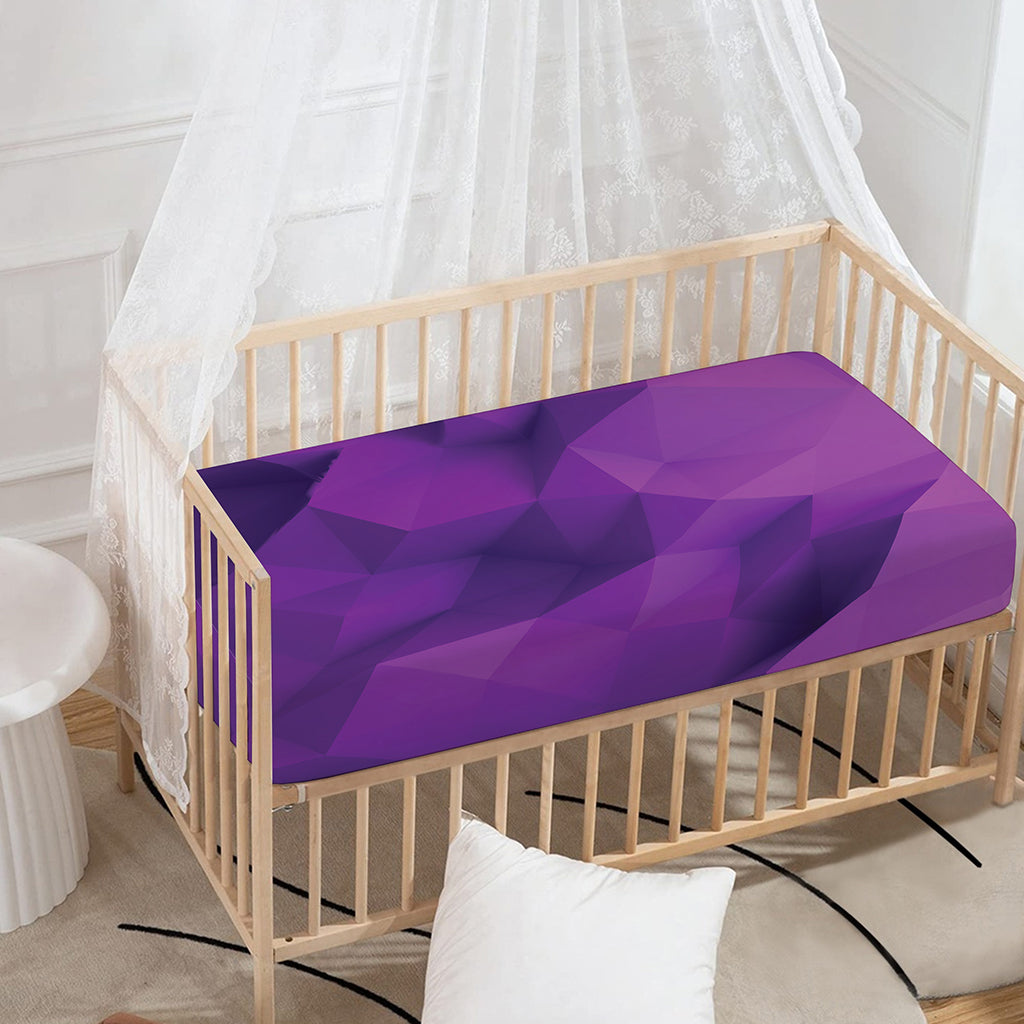 Purple Polygonal Geometric Print Baby Crib Sheet
