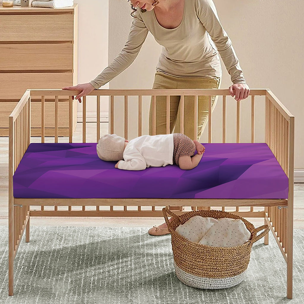 Purple Polygonal Geometric Print Baby Crib Sheet