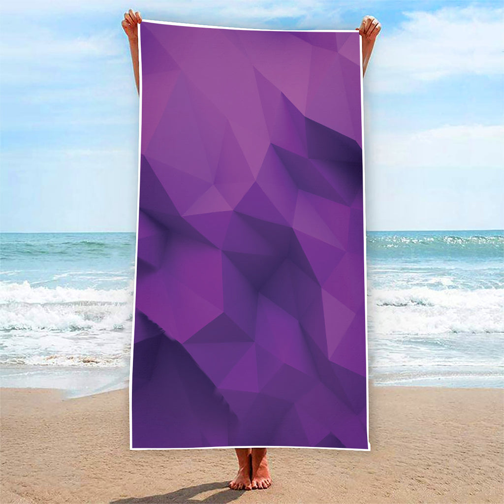 Purple Polygonal Geometric Print Beach Towel
