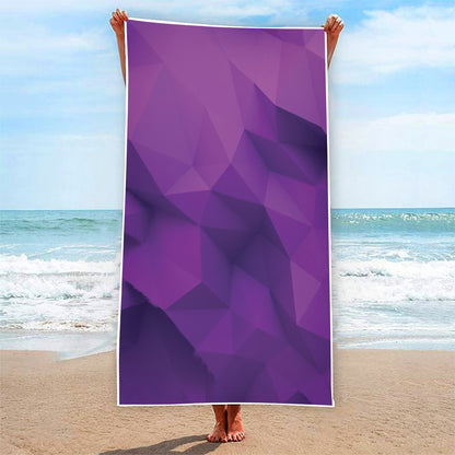 Purple Polygonal Geometric Print Beach Towel