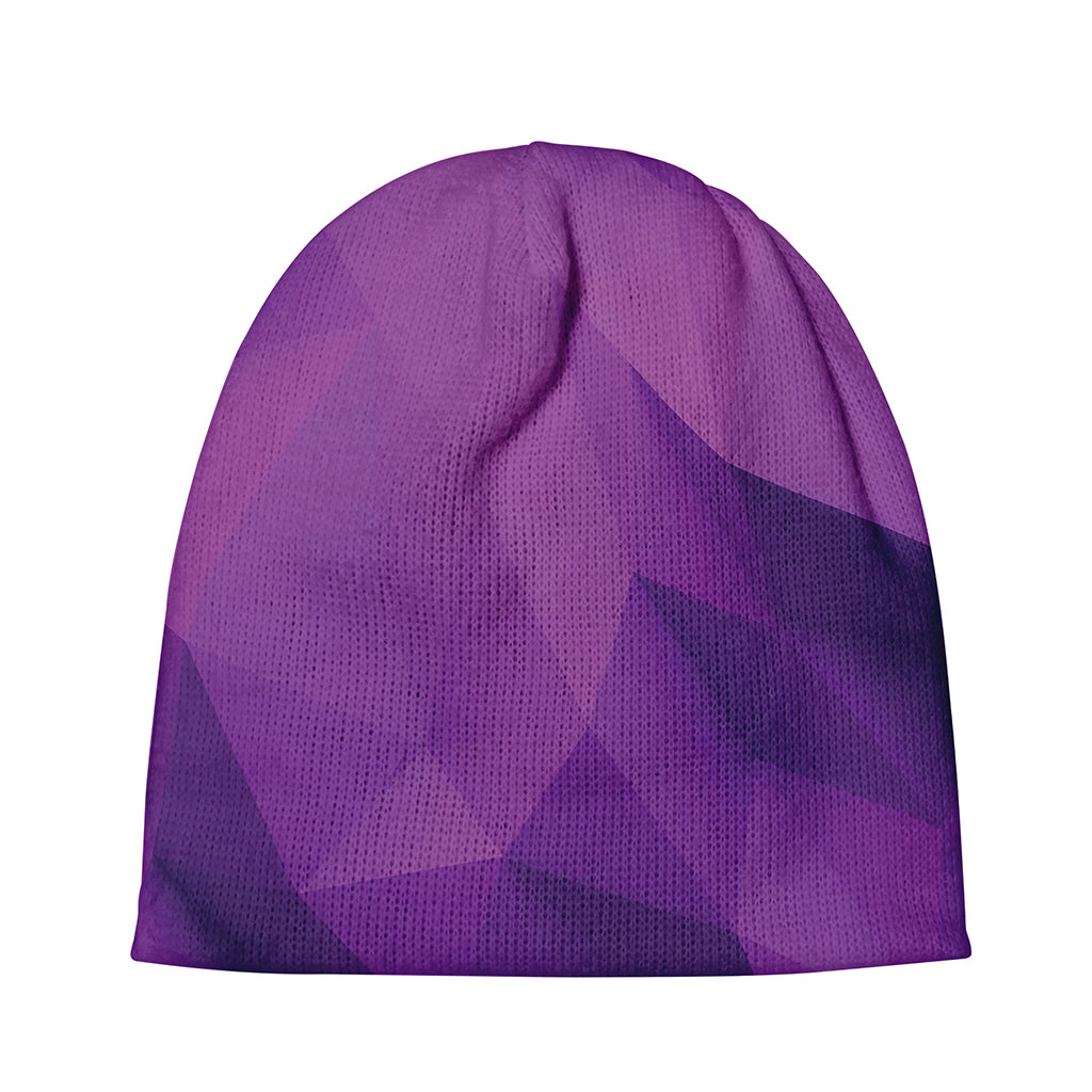 Purple Polygonal Geometric Print Beanie