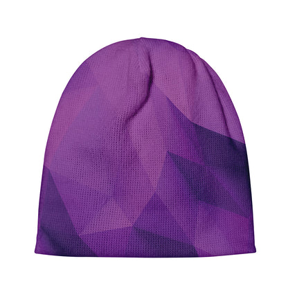 Purple Polygonal Geometric Print Beanie