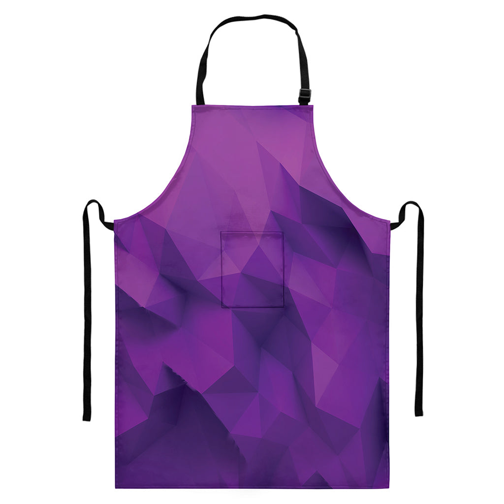 Purple Polygonal Geometric Print Bib Apron With Pocket