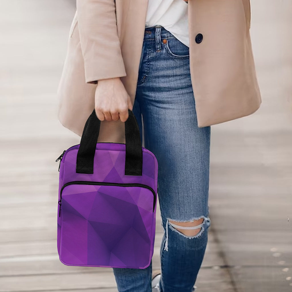 Purple Polygonal Geometric Print Bible Tote Bag
