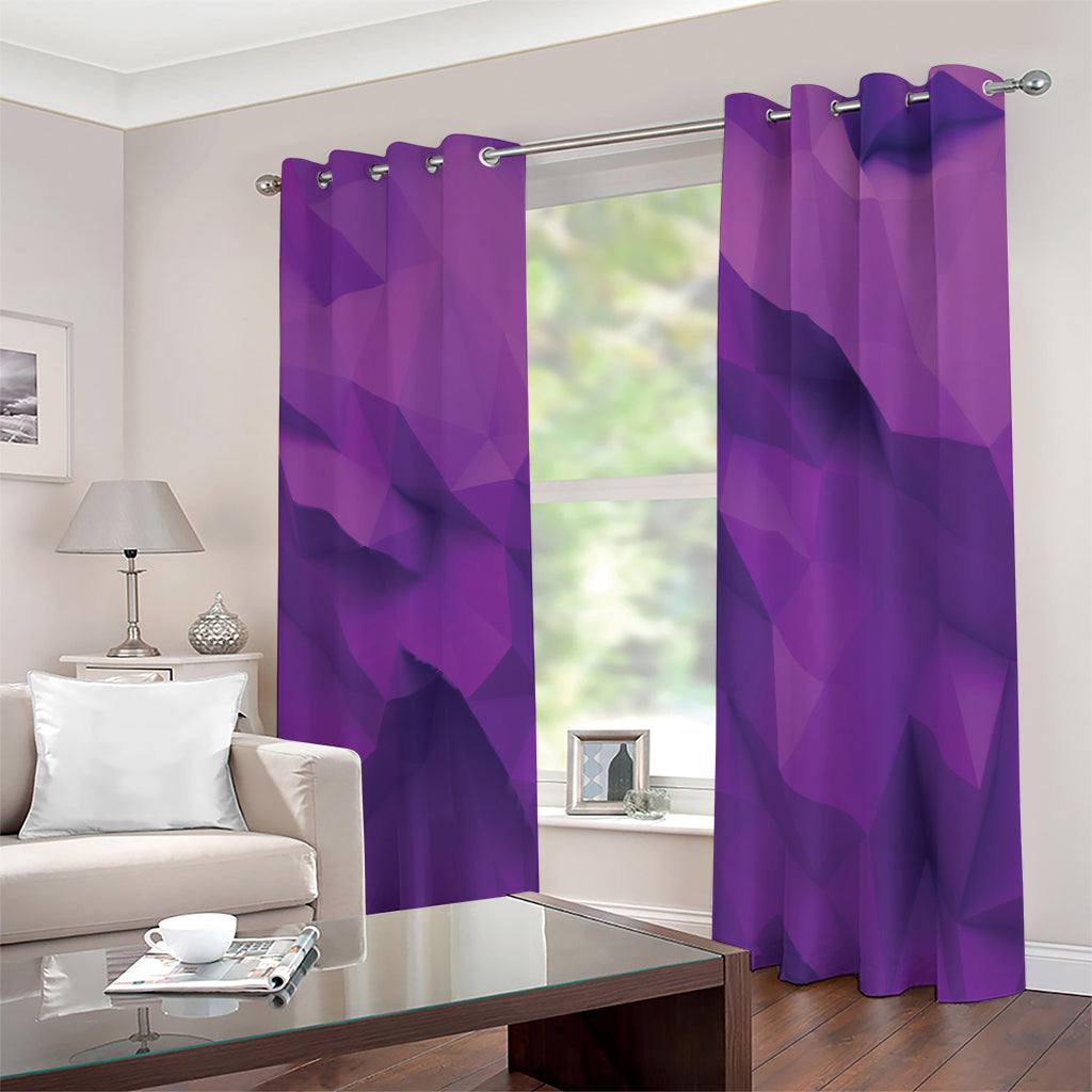 Purple Polygonal Geometric Print Blackout Grommet Curtains