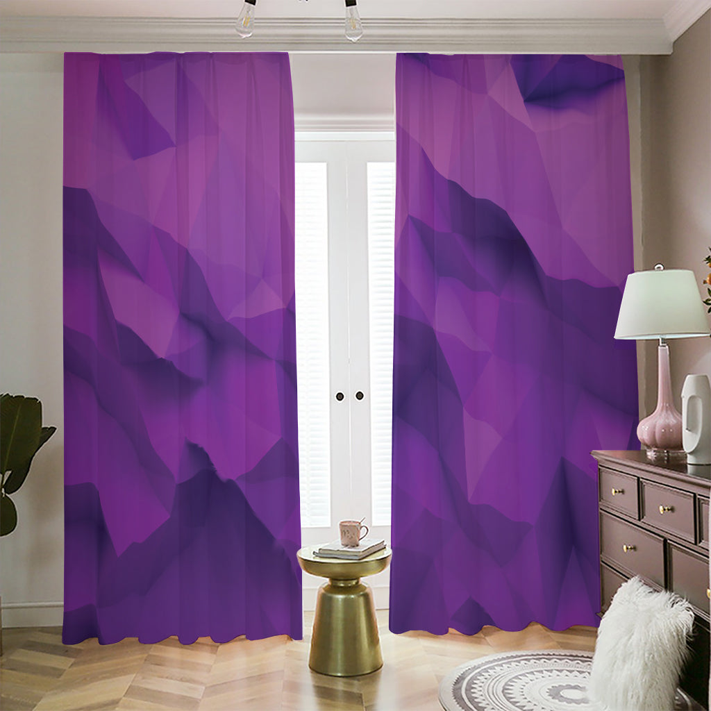 Purple Polygonal Geometric Print Blackout Pencil Pleat Curtains