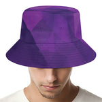 Purple Polygonal Geometric Print Bucket Hat