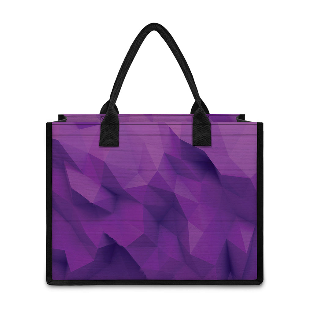 Purple Polygonal Geometric Print Canvas Tote Bag
