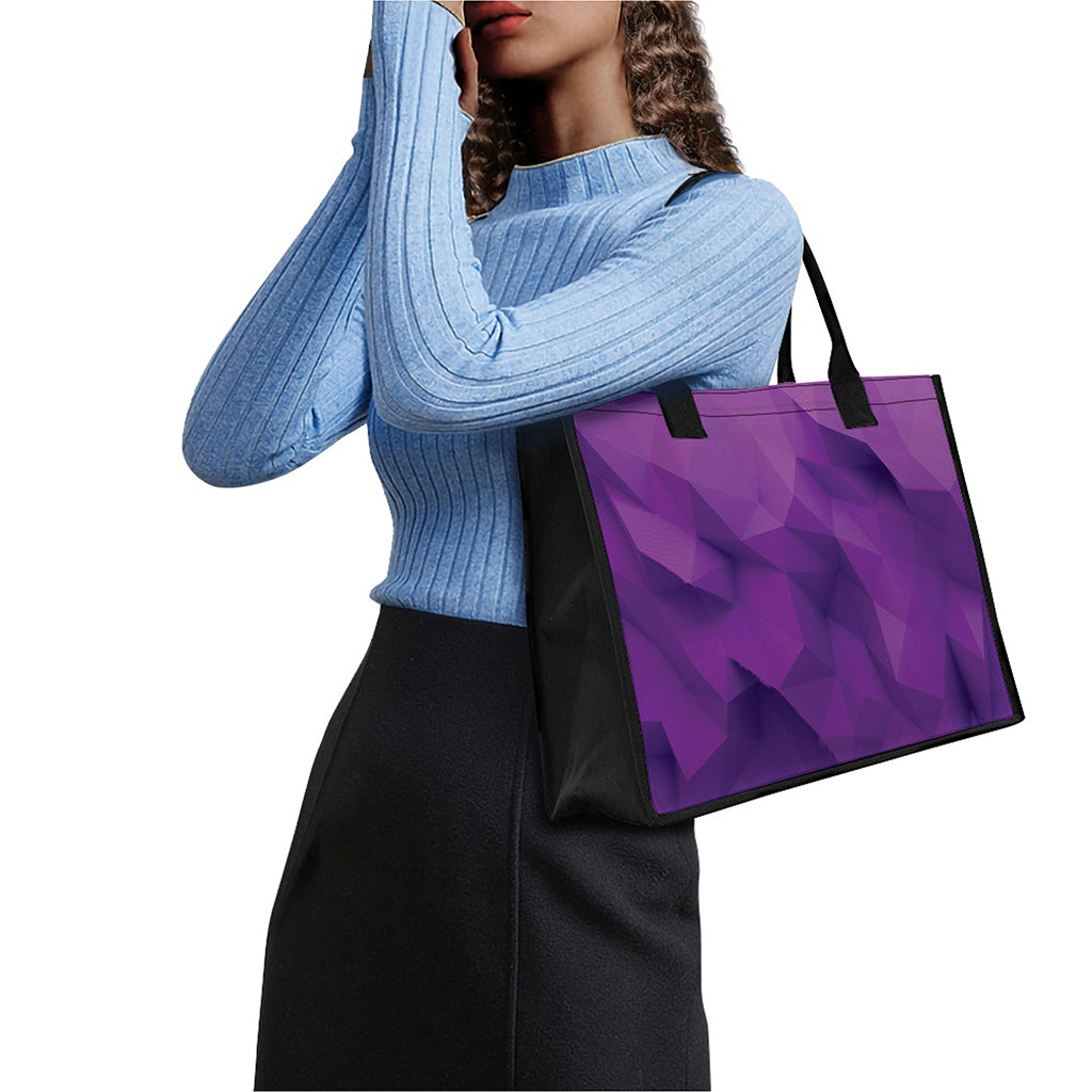 Purple Polygonal Geometric Print Canvas Tote Bag