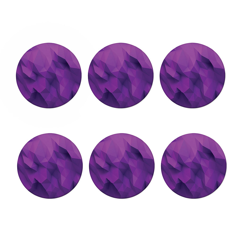 Purple Polygonal Geometric Print Coaster Set