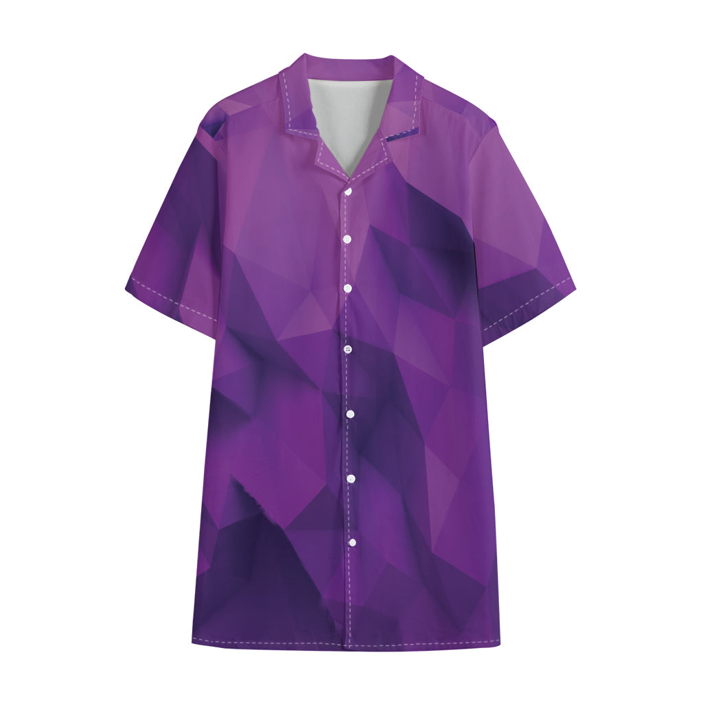 Purple Polygonal Geometric Print Cotton Hawaiian Shirt