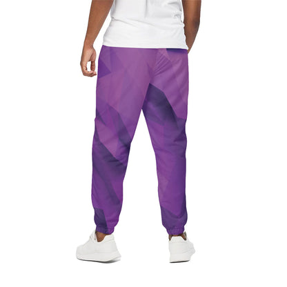 Purple Polygonal Geometric Print Cotton Pants