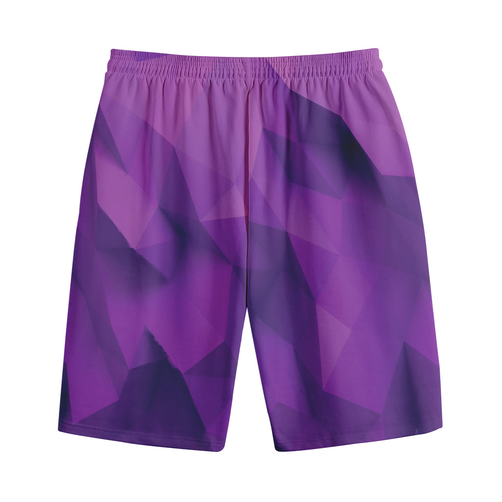 Purple Polygonal Geometric Print Cotton Shorts