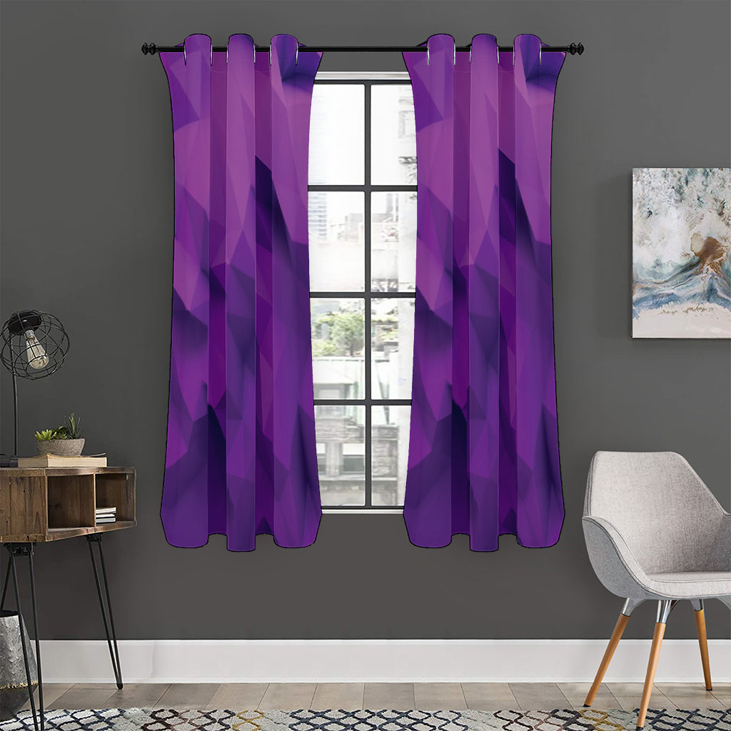 Purple Polygonal Geometric Print Curtain