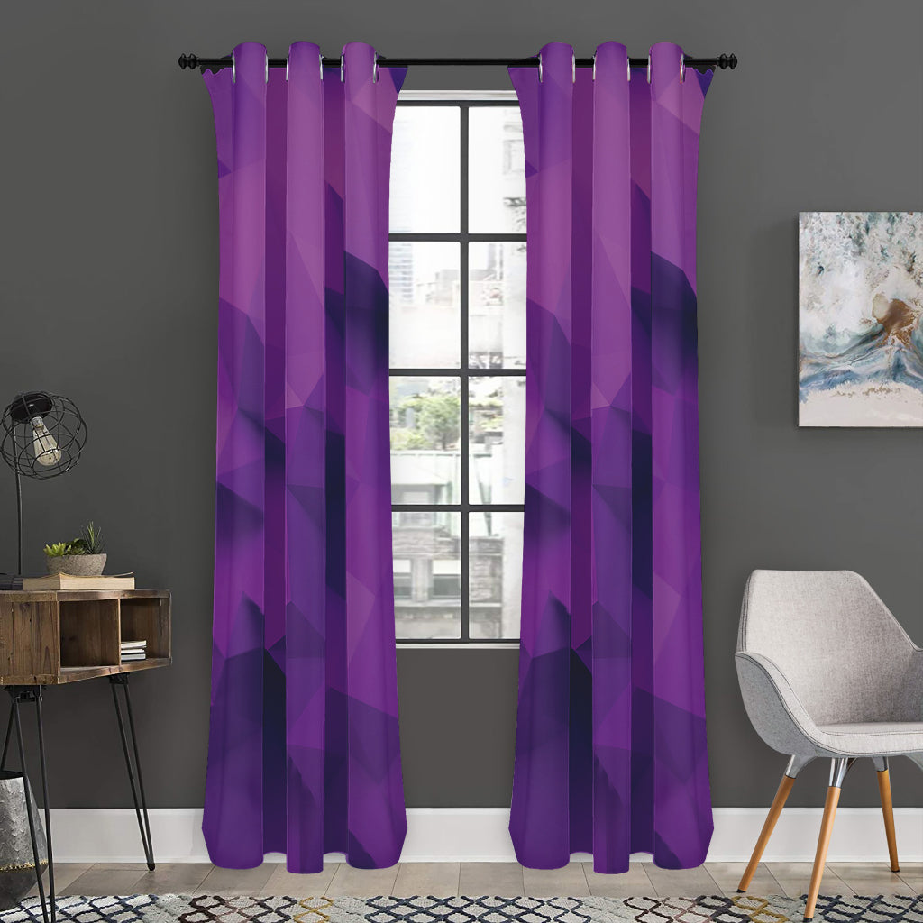 Purple Polygonal Geometric Print Curtain