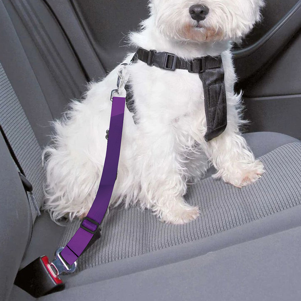 Purple Polygonal Geometric Print Dog Seat Belt