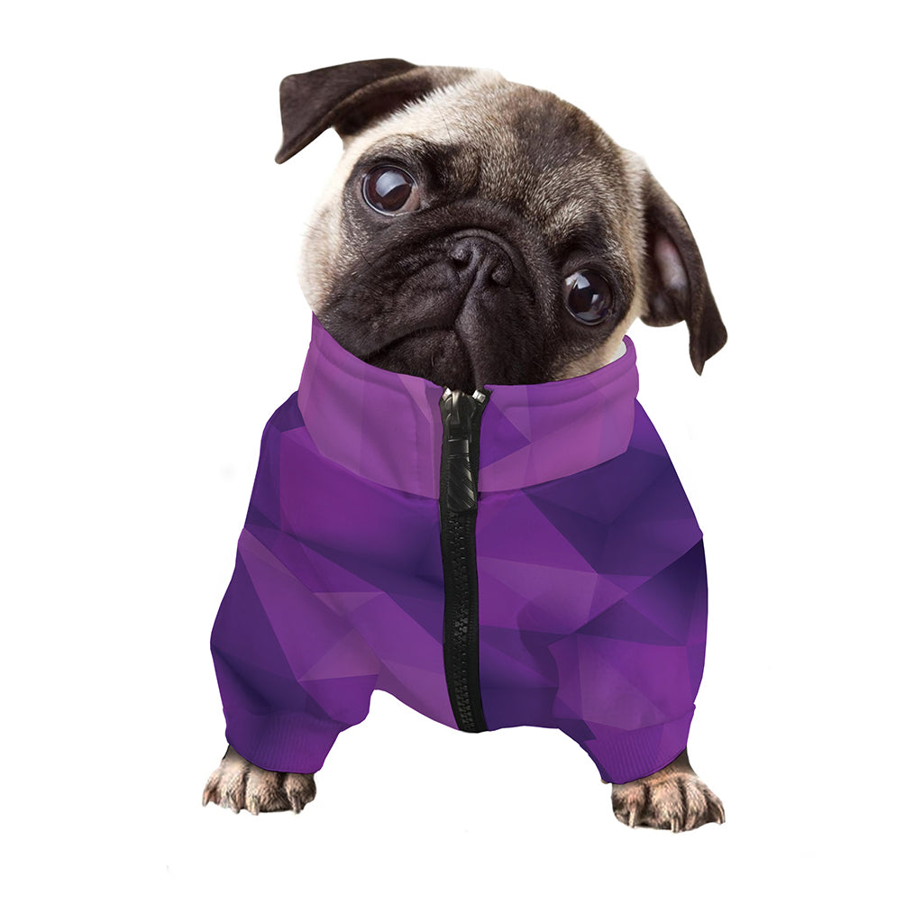 Purple Polygonal Geometric Print Dog Zip Up Jacket