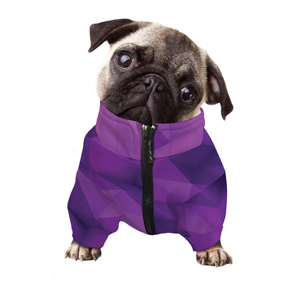Purple Polygonal Geometric Print Dog Zip Up Jacket