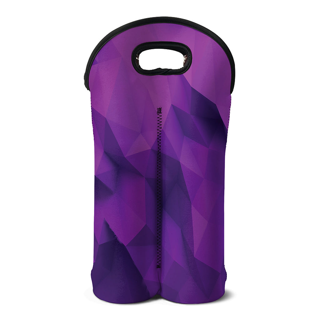 Purple Polygonal Geometric Print Double Neoprene Wine Tote