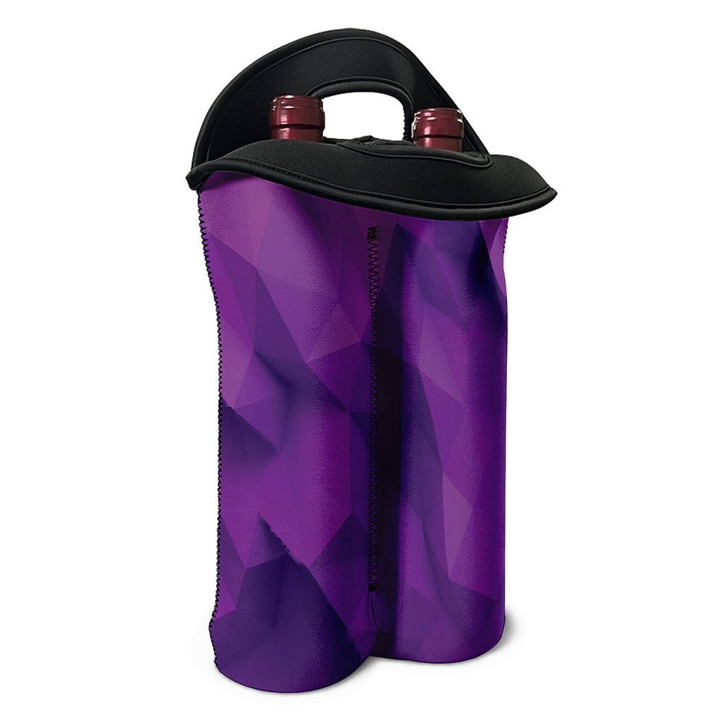 Purple Polygonal Geometric Print Double Neoprene Wine Tote