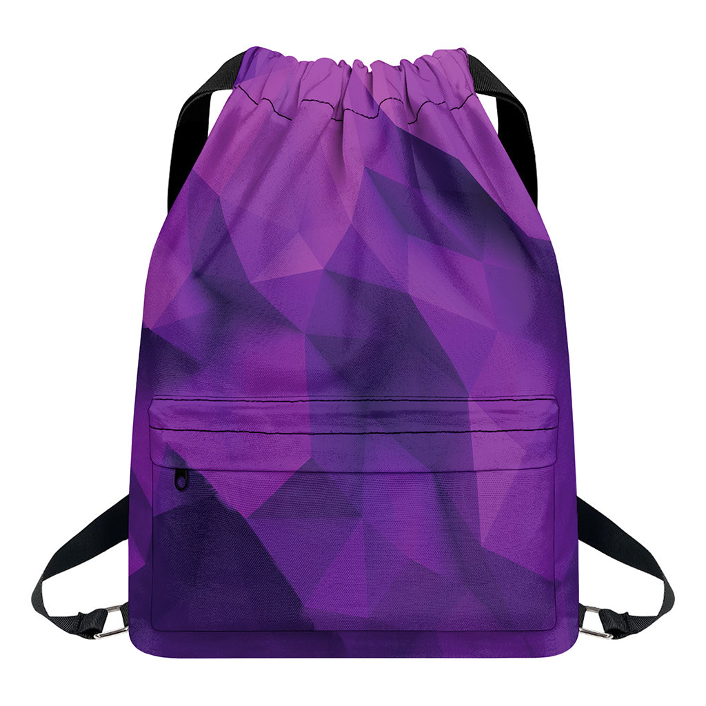 Purple Polygonal Geometric Print Drawstring Backpack