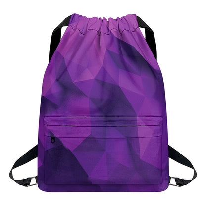Purple Polygonal Geometric Print Drawstring Backpack